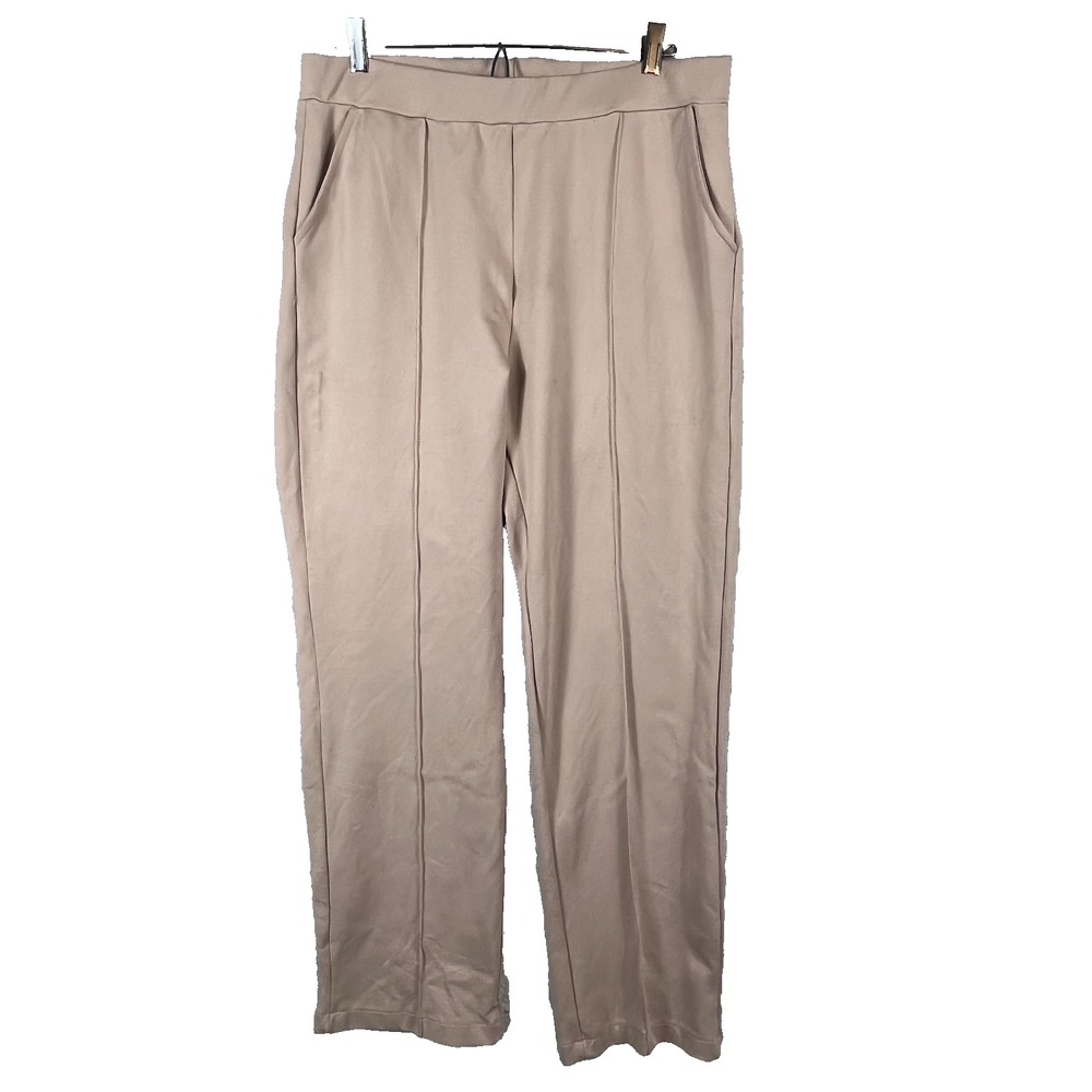 Urban Coco Womens XL Stretch Pants Tan Khaki Pull On Slim Leg Soft Viscose EUC